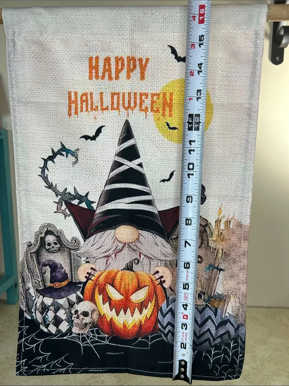 Halloween Gnome Garden Flag Front and Back Back Printed Design